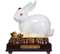 Décorations Chinois Resin Lapin Statue Ornements Chinois décoration Attirer la Richesse la Bonne Chance Sculpture Home Office Artists décorations 427 (Taille: Petite)