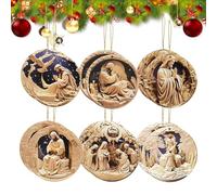 Décorations chrétiennes - Lot de 12 pendentifs en bois de Noël | décorations religieuses Jésus pour école, miroir, fenêtre, arbre mural, mariage, voiture, chambre à coucher, maison