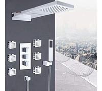 Decorations Chrome Robinets Set Rain Waterfall Shower 6pcs Spa Jets 4way Thermostatic Mixer Tap Baign Kit Douche de Baignoire Beautiful