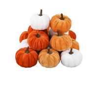 Décorations Citrouille Velours Halloween | 16 Pièces Décoration Citrouille Artificielle Halloween Automne | Décoration Maison Extérieure pour Jardin Ferme Devant Fenêtre