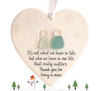 Décorations d'amitié en verre de mer en forme de cœur, souvenir d'amitié en forme de cœur, décorations de sapin de Noël, citations inspirantes, cadeaux commémoratifs de gratitude