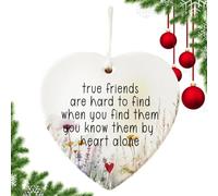 Décorations d'amitié pour Arbres de Noël, décoration de Noël pour Amis | Ornements acryliques d'amitié d'arbre de pour Les Vrais Amis, décor de Vacances,Ornements en Forme de cœur,