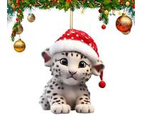 Décorations d'animaux de la forêt - Arbre de Noël - Léopard des neiges - Décorations de Noël, décorations d'animaux en acrylique 2D, pendentif extérieur, décoration, cadeau