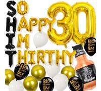 Décorations d'anniversaire 30 ans pour lui, décorations de trente anniversaires en noir et « God So Happy IM » pour fête