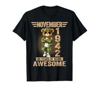 Décorations d'anniversaire 84 Ans de Novembre 1942 84 Ans Ours en Peluche T-Shirt