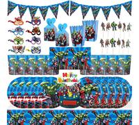 Décorations d'anniversaire Marvel Avengers, articles de fête, vaisselle, gobelets, assiettes, nappe, bannière, toile de fond, ballons super-héros, fournitures 10Pcs Cups