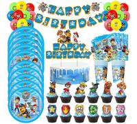 Décorations d'anniversaire Paw Patrol, vaisselle, assiettes, tasses, ballons, bannière, décoration de gâteau d'arrière-plan, sacs cadeaux, fournitures de fête tablecloth