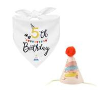 Décorations d'anniversaire pour chien de 5 ans - Chapeau et bandana pour 5e anniversaire - Bandana pour homme et femme - Cadeau d'anniversaire pour chien - Accessoires pour chiens de taille moyenne