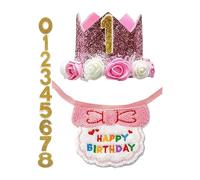 Décorations d'anniversaire pour chien Ensemble de collier bavoir et chapeau | Déco d'anniversaire pour chien Pour photos d'adoption chat, petits animaux, décoration