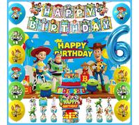 Décorations d'anniversaire pour enfants Toy Story, ensemble de décorations pour baby shower, ballons numérotés, bannière, décoration de gâteau, fournitures de fête, cadeaux pour garçons A 1set-Num 3
