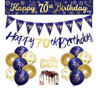 Décorations d'anniversaire pour homme 70e anniversaire bleu marine or 70e bleu or décorations d'anniversaire hommes heureux par RichMoho