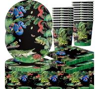 Décorations D'anniversaire Pour Reptiles, D'anniversaire Pour Reptiles, Réutilisable Serviettes De Table, Nappe Pour Jungle, Safari, Lézard, Marais - Pour 20 invités (6 à 20)