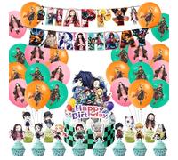 Décorations d'anniversaire Slayer pour garçons et filles - Décorations de fête d'anniversaire pour enfants - Ballons d'anniversaire - Bannière « Happy Birthday » - Ballons en latex - Décoration de