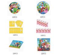 Décorations d'anniversaire Super Tendance Mario Bros, Fournitures de Fête, Nappe, Gobelets en Papier, Assiettes, Serviettes, Kit de Vaisselle Jetable 10pcs Paper Cups C
