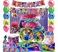 Décorations D'anniversaire Trolls Décorations de Fête Ballons de Fête Bannière d'anniversaire Décoration de gâteauTrolls ect