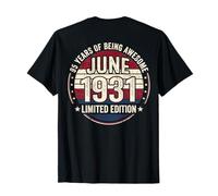 Décorations d'anniversaire Vintage 95 Ans pour Homme 95 Ans 1931 95e T-Shirt
