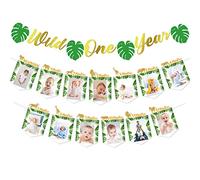 Décorations d'anniversaire Wild One, bannière photo de 1er anniversaire de bébé, guirlande sauvage d'un an, décorations de fête d'anniversaire safari dans la jungle, fournitures de fête zoo pour