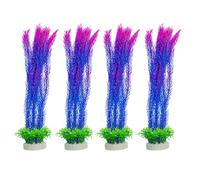 Décorations d'aquarium, 4 pièces de plantes artificielles réalistes for aquariums avec base for aménagement paysager de bureaux et d'aquariums commerciaux(Section 1)