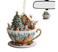 Décorations d'arbre de Noël, 2D tasse à café de Noël Maison de neige Décorations Ornement | Décoration de fête festive Accessoires de fête - Pour sac de transport Sac à dos Bibliothèque Intérieur de