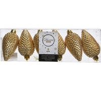 Décorations d'arbre de Noël Cônes en plastique 8cm or clair, 6 pièces