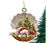 Décorations d'arbre de Noël de Chien | Chien dans l'ornement de Coup d'arbre de Noël de Bande dessinée de Coquille - Acrylique Seafood Shell Dog Pendentif de Noël Beau Cadeau de Noël pour la