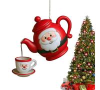 Décorations d'arbre de Noël en acrylique plat | Décorations de Noël plates en forme de théière, pendentifs rustiques pour sacs de décoration d'intérieur - pour cheminée, voiture, étagère, bureau