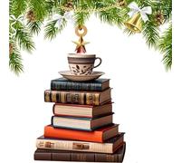 Décorations d'arbre de Noël Livre - Pendentif en acrylique 2D en forme d'arbre de Noël et livre | Décoration de maison multifonctionnelle pour fêtes jardin terrasse intérieure seuils
