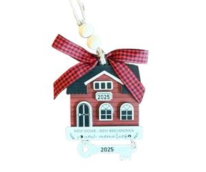 Décorations d'arbre de Noël nouvelle maison, décoration de Noël pour la nouvelle maison, décoration de début 2024 - Décoration de premier Noël en bois, décor 2D nouveau départ pour femmes, hommes