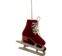 Décorations d'arbre de Noël Patins à glace nostalgiques rouge-or 10cm x 9cm - Décoration de Noël en bois et jute