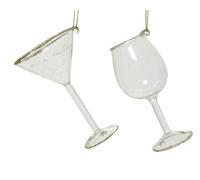 Décorations d'arbre de Noël Verre à cocktail & verre à vin 10cm clair - 2pcs