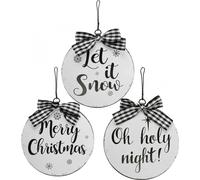 Décorations d'arbre de Noël Vintage Boules en métal Ø15cm Boules de Noël avec phrases, set de 3 pcs, blanc noir, décoration de Noël festive