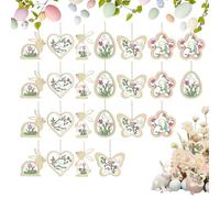 Décorations d'arbre de Pâques - Mignon Lapin en Bois Décoratif de Fête - Ornements de Pâques en Bois | pour Mur Intérieur Extérieur Cheminée Fenêtre Patio Porche Ferme