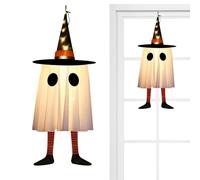 Décorations d'arbre d'Halloween - Suspension de fantômes effrayants avec lumière pour accrocher sur une véranda - Décoration effrayante pour fenêtres, portes, salons, vérandas et jardins