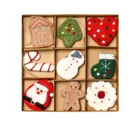 Décorations d'arbre en feutre - Ensemble de pendentifs suspendus doux - Décoration murale de Noël mignonne | Collection d'ornements de Noël 9 pièces avec figurines de Père Noël et de rennes pour la