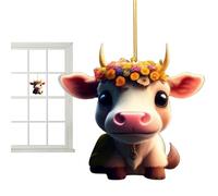 Décorations d'arbres animaux,Ornement d'arbre de Noël de vache animale de bande dessinée - Décor de ferme d'animaux de ferme double face avec lanière pour porte, fenêtre, arbres de Noël