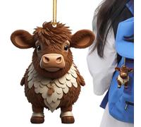 Décorations d'arbres animaux,Ornement d'arbre de Noël de vache animale de bande dessinée | Décoration de maison double face avec lanière pour porte, sac d'école, ferme, fenêtre, arbres de Noël