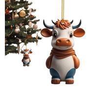 Décorations d'arbres animaux | Ornement d'arbre de Noël de vache animale de bande dessinée,Décoration de maison double face avec lanière pour porte, sac d'école, ferme, fenêtre, arbres de Noël