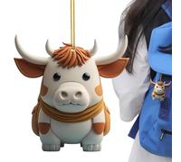 Décorations d'arbres animaux - Pendentif de rétroviseur de vache de bande dessinée | Décoration de maison mignonne d'arbre de vache, cadeaux créatifs avec lanière pour la fenêtre