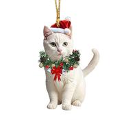 Décorations D'arbres De Noël, Ornements Décoratifs en Acrylique 2D Chat, Chat De Remorque De Noël, Décoration De Mignonne, Souvenirs De Chats pour La Maison De du Festival d'hiver