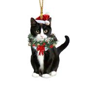 Décorations D'arbres De Noël, Ornements Décoratifs en Acrylique 2D Chat, Chat De Remorque De Noël, Décoration De Mignonne, Souvenirs De Chats pour La Maison De du Festival d'hiver