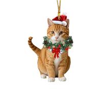 Décorations D'arbres De Noël, Ornements Décoratifs en Acrylique 2D Chat, Chat De Remorque De Noël, Décoration De Mignonne, Souvenirs De Chats pour La Maison De du Festival d'hiver