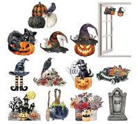 Décorations D'arbres d'halloween - 12pcs Créative en Bois, Ornements Miniatures Artisanat De Porte Murale | Pumpkin Witch Black Cat Pendants en Bois, Décor d'halloween pour Arbre