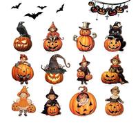 Décorations D'arbres d'halloween - 12pcs Créative en Bois, Ornements Miniatures Artisanat De Porte Murale | Pumpkin Witch Black Cat Pendants en Bois, Décor d'halloween pour Arbre