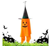 Décorations d'arbres d'Halloween - Polyester 30x30cm | Black Hat Pumpkin Ghost | Ornement de sorcière suspendu vintage | Mur de fête d'Halloween, porche, pelouse et décoration de maison hantée