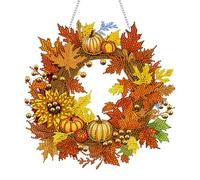 Décorations d'automne Couronne de porte Forme spéciale Peinture diamant Ornement citrouille d'automne à suspendre Décoration murale Guirlande d'art