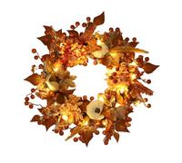 Décorations d'automne Couronne d'hortensia en Feuille d'érable, Citrouille Blanche, tenture Murale, Simulation de Fleur, Couronne d'halloween en PVC, décoration de Porte d'entrée, (a-B, 45cm)