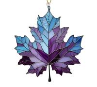 Décorations d'automne en forme de feuilles d'érable en acrylique teinté pour fenêtre, attrape-soleil, feuilles d'érable en acrylique pour jardins, terrasses, terrasses ou porches (bleu-violet)