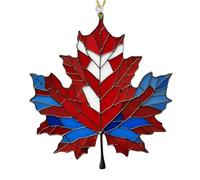 Décorations d'automne, feuilles d'érable en acrylique teinté à suspendre, attrape-soleil, feuilles d'érable en acrylique pour jardins, terrasses, ou porches (rouge et bleu)