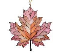 Décorations d'automne, feuilles d'érable en acrylique teinté, attrape-soleil, feuilles d'érable en acrylique pour jardins, terrasses, terrasses ou porches (rose marron)