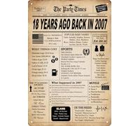 Décorations de 18e anniversaire « Back in 2007 » - Affiche de fête vintage en métal pour adolescents - 20,3 x 30,5 cm